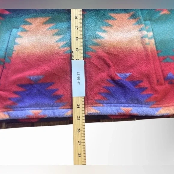 CHAPS Southwestern Aztec Fleece Vest Women’s Medium Zip Up Bold Southwest Print - Picture 5 of 7